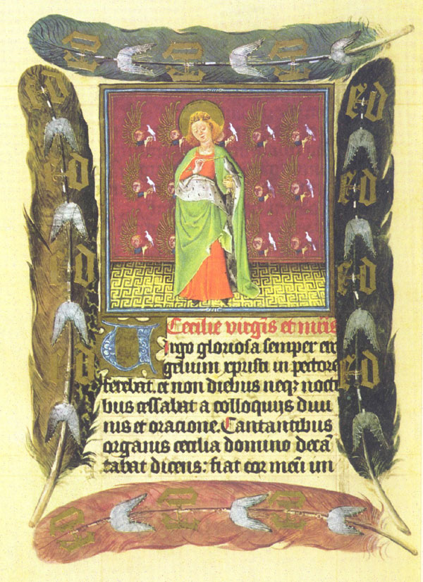 Saint Cecelia as a falconer, French 1400's
