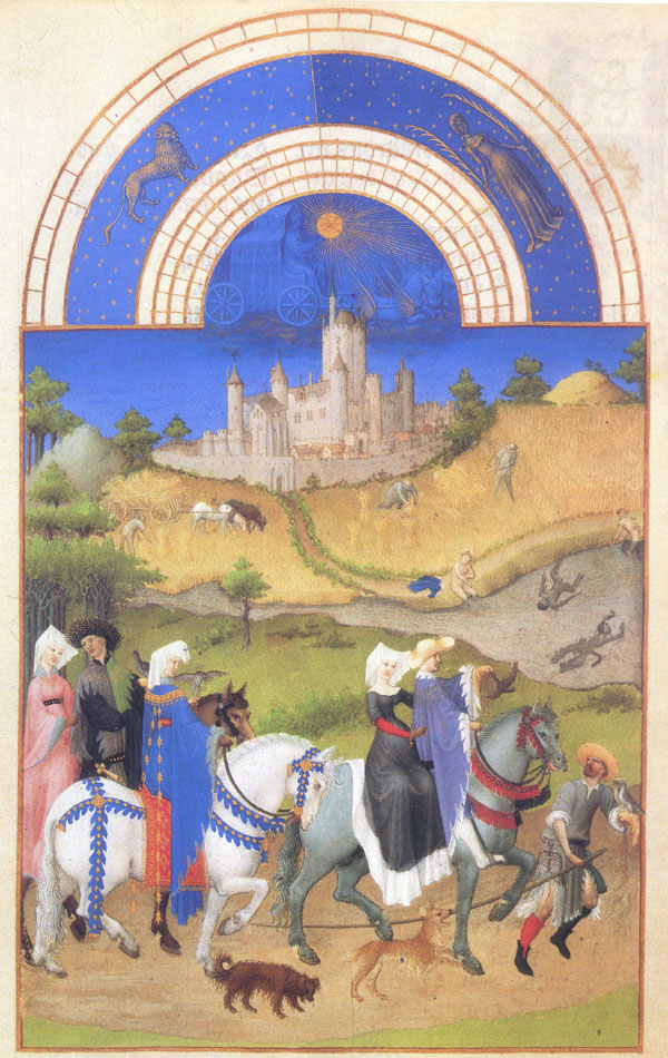 Mounted nobles hawking, French 1400's